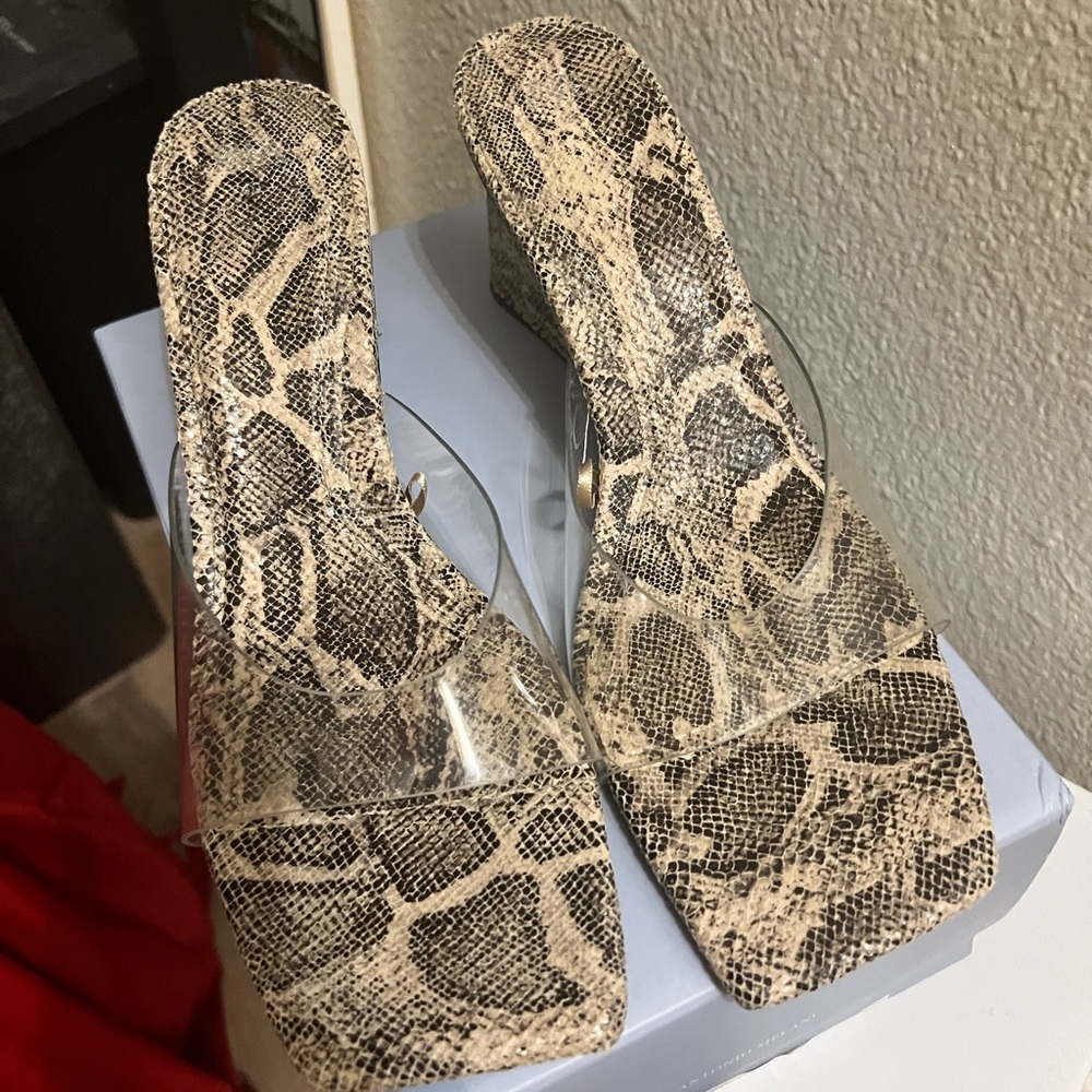ZARA Snakeskin Wedge Sandals - Picture 3 of 7